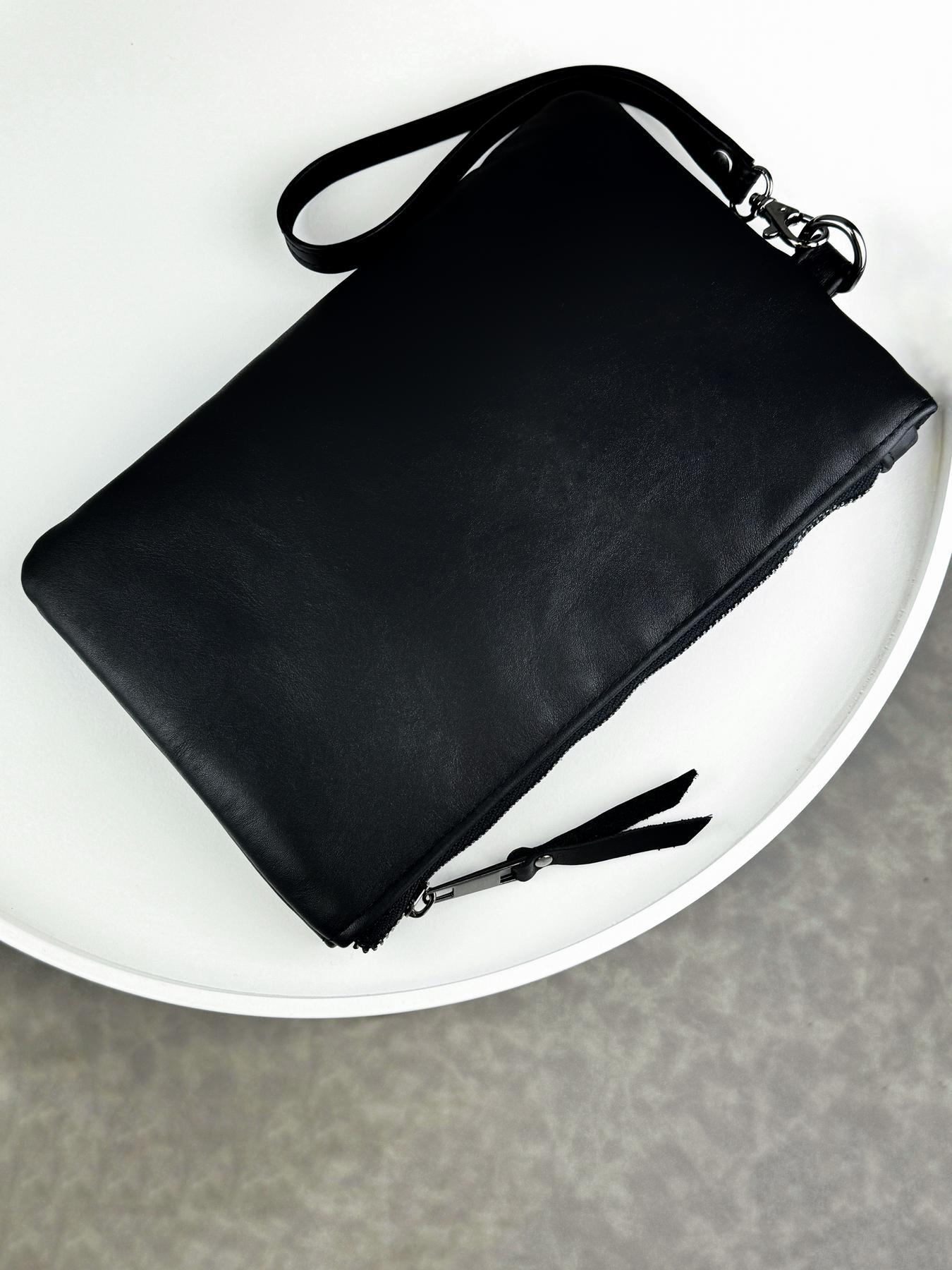 Портмоне-клатч кожаный SKILL из натуральной гладкой кожи Черный (SKL-018)