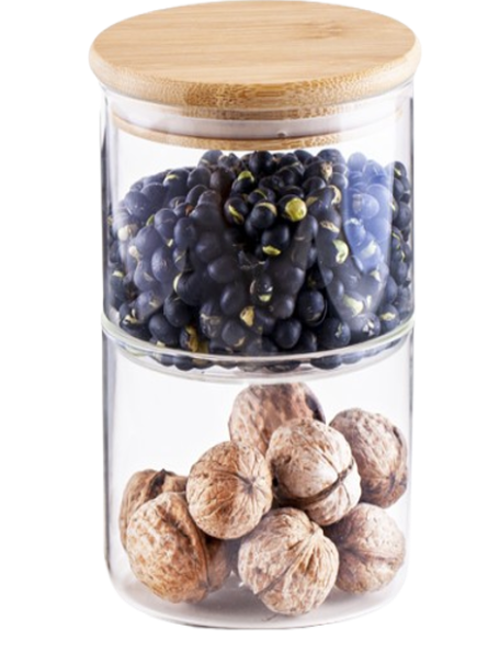 Набор банок VIVA TOWER стеклянных с бамбуковыми крышками 2х500 мл (BR1008/2)