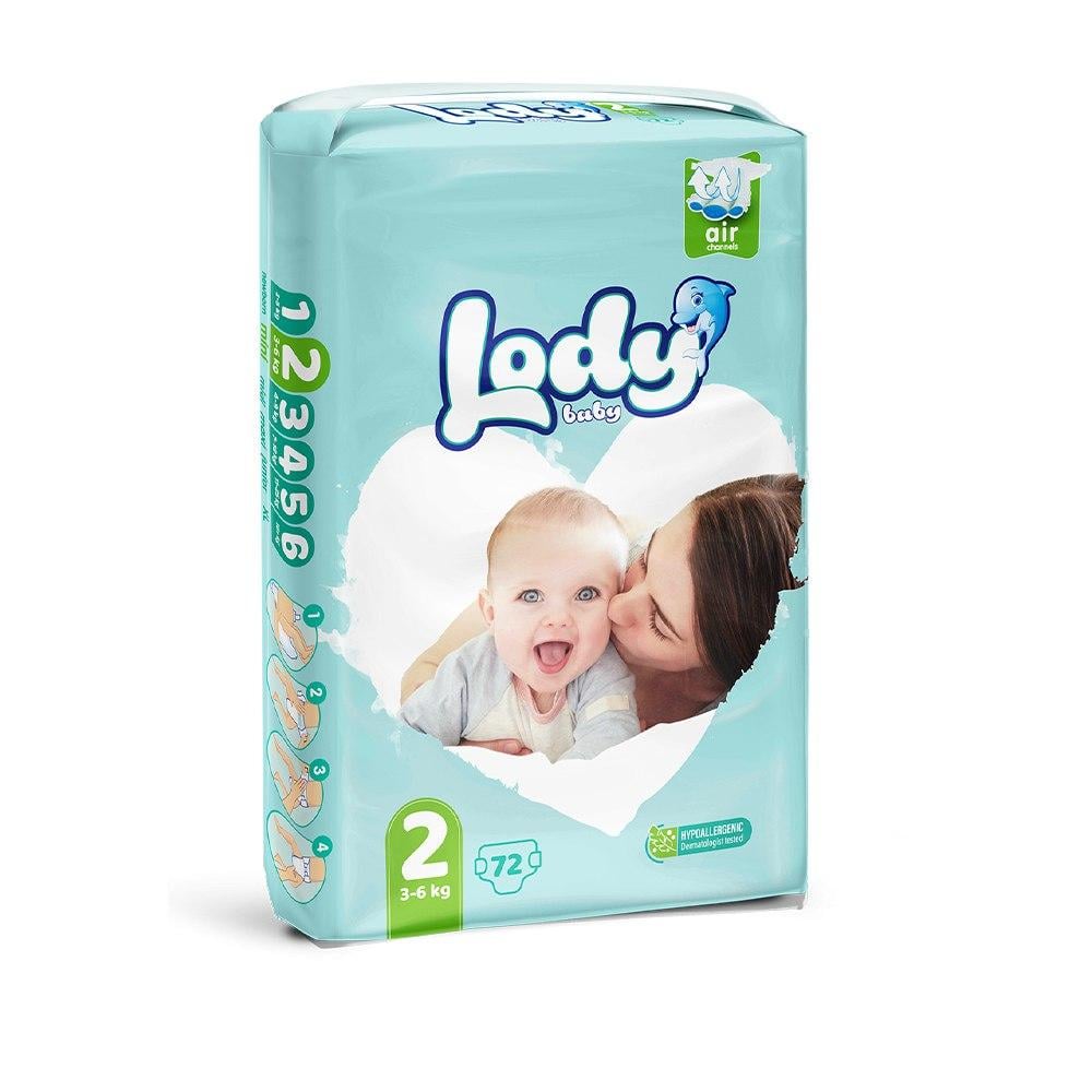 Подгузники детские дышащие LODY AIR JUMBO MINI р.2 3-6 кг 72 шт./уп. (000006637)
