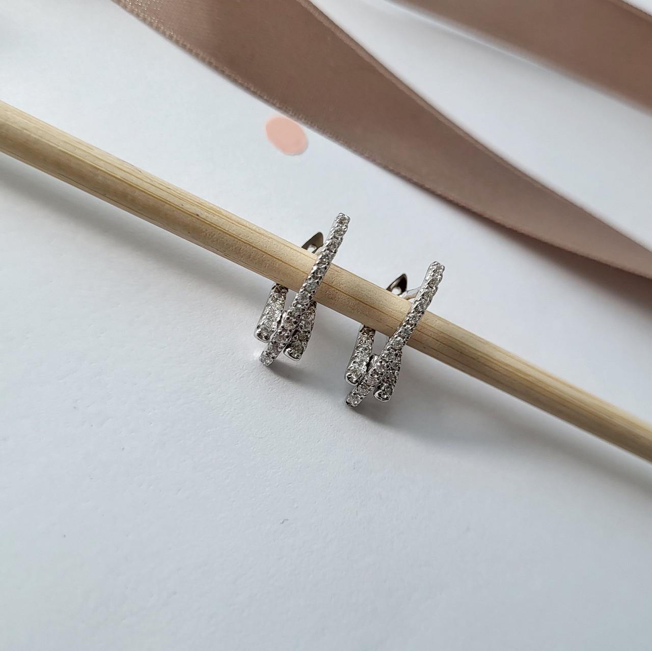 Серьги Палочки с белыми камнями серебро 925 пробы 2,30 г (56319р)