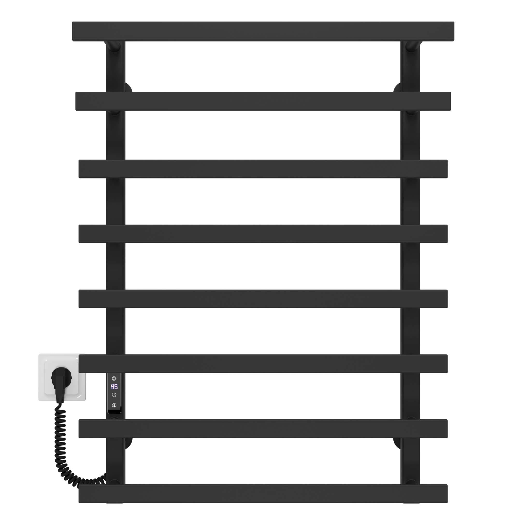 Полотенцесушитель электрический Deffi Breeze П8 WD04 левое подключение нержавеющая сталь 500x800 мм Черный (A.BZ.80.50.8.EBL2)