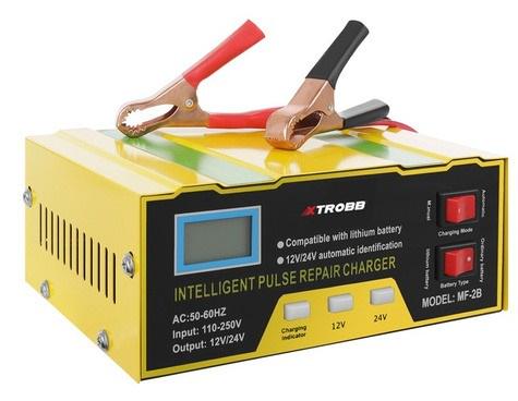 Зарядное устройство для аккумулятора автоматическое со светодиодным дисплеем 12/24 В Желто-черный