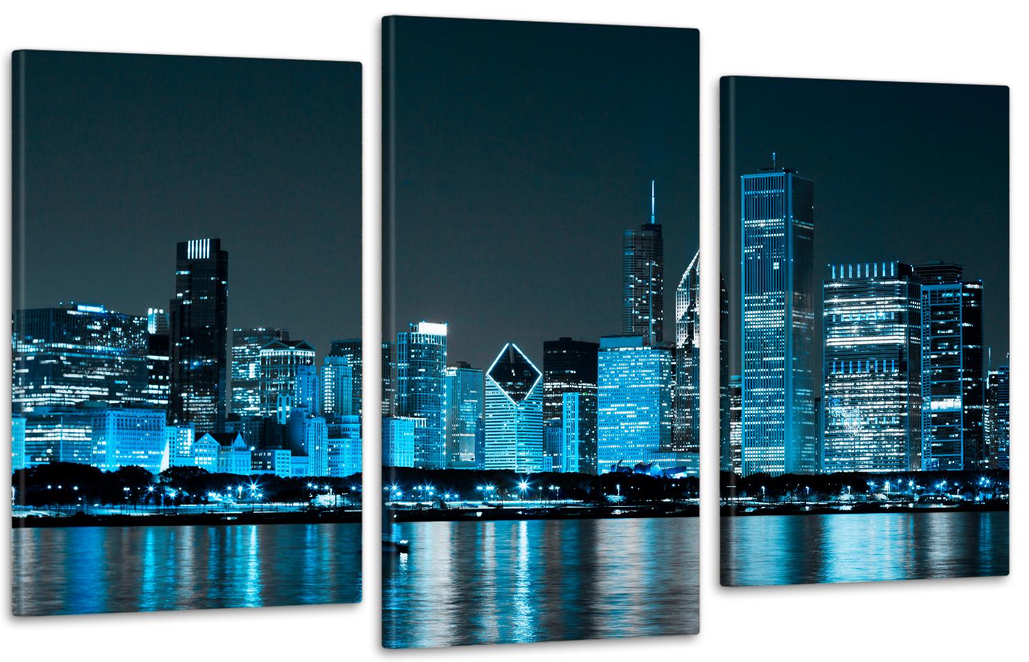 Картина модульная в гостиную/спальню Город в голубых тонах 70х130 см (Art-741_3)