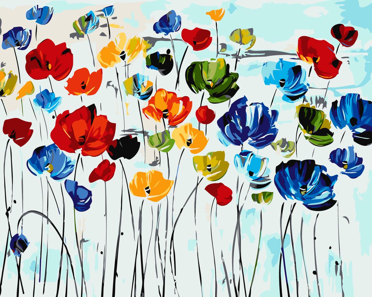 Картина по номерам ORIGAMI Цветы на белом фоне 40х50 см (LW30890)