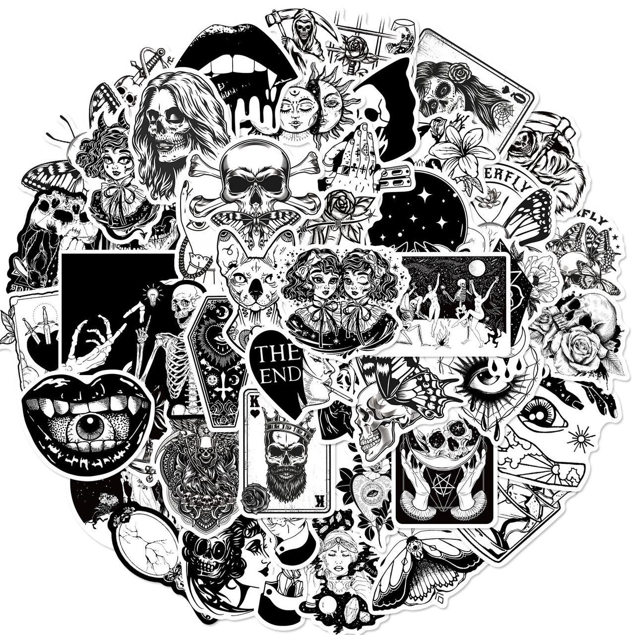 Набор наклеек Готика 6,5-2 см 50 шт. Черно-белый (НА6520г51)