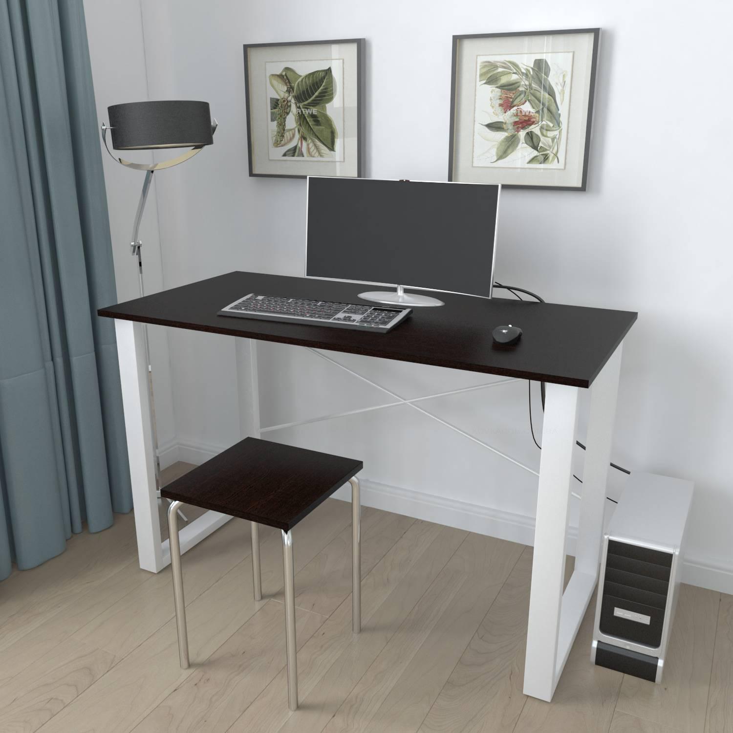 Письмовий стіл комп'ютерний Ferrum-decor Драйв 750x1200x600 мм метал Білий/ДСП Венге Магія (DRA038)