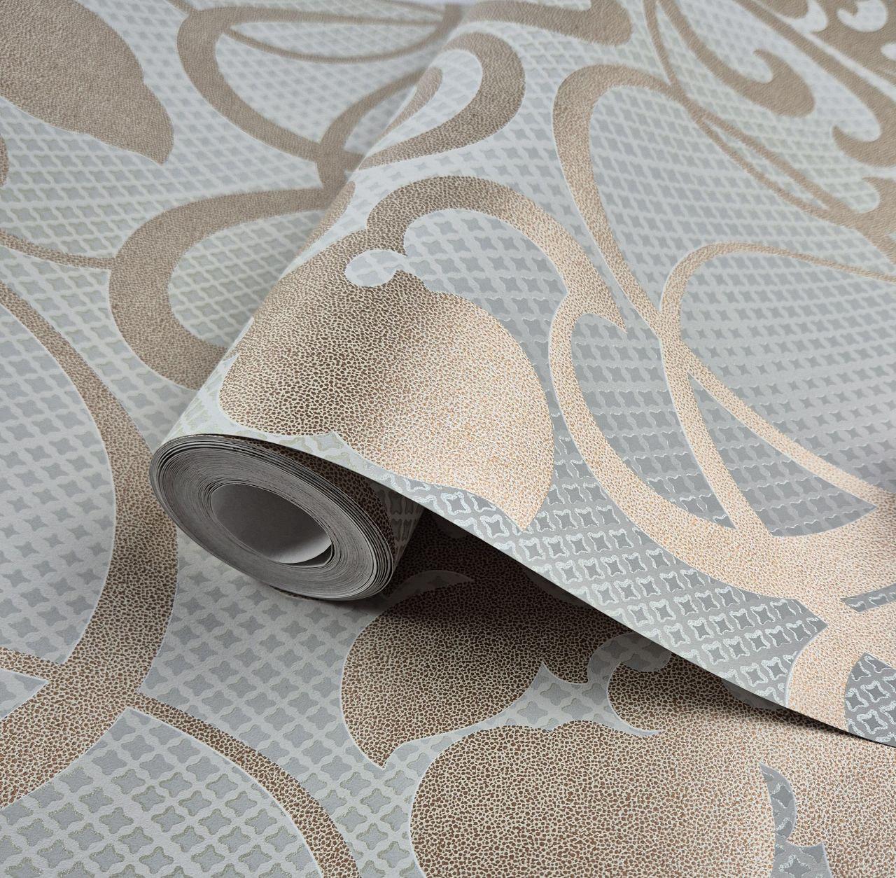 Обои флизелиновые Marburg 58646 0,53х10,05 м Серый с золотистым (2785922182)