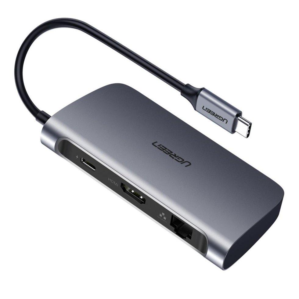Концентратор UGREEN 6в1 Type-C HDMI/PD 100W/Ethernet RJ45/USB (50771)