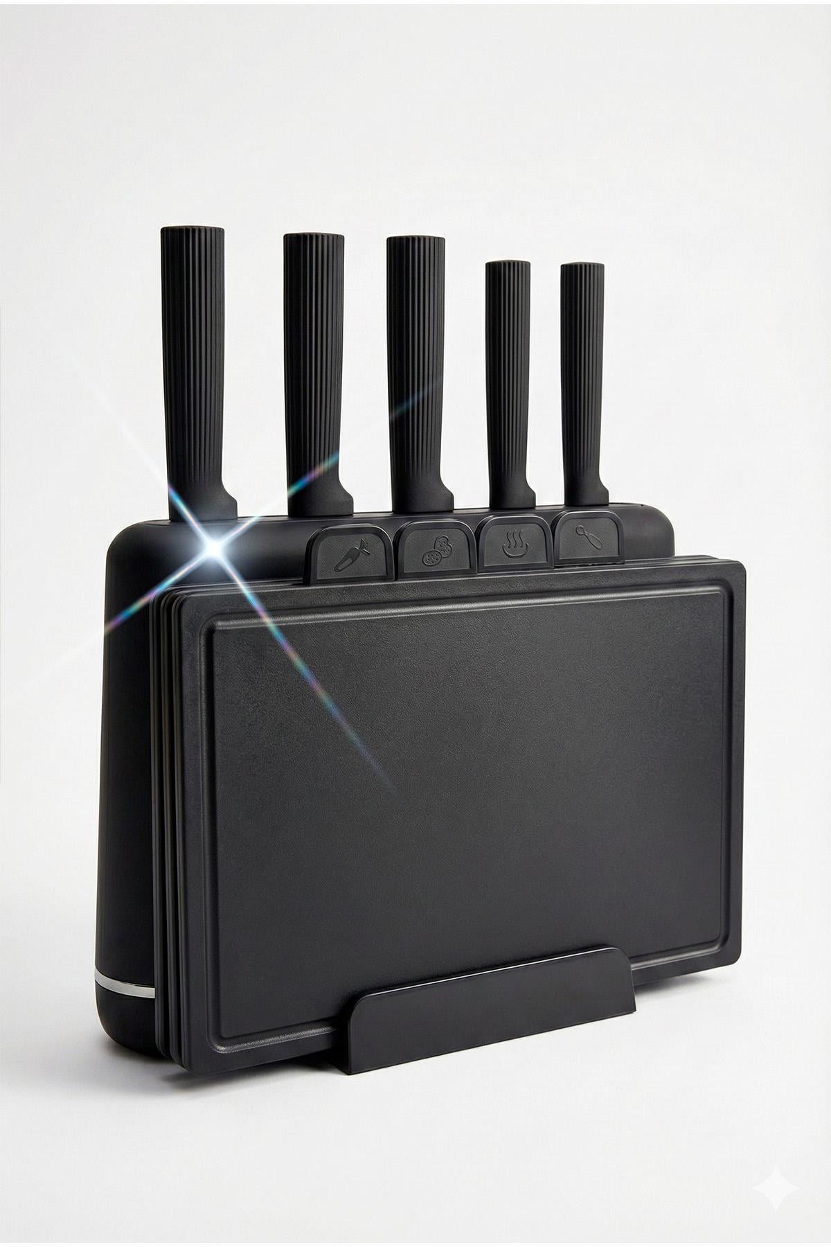 Набор кухонных ножей BRS из нержавеющей стали 5 шт. с 4 досками и подставкой (564327090) Набор кухонных ножей BRS из нержавеющей стали 5 шт. с 4 досками и подставкой (564327090)