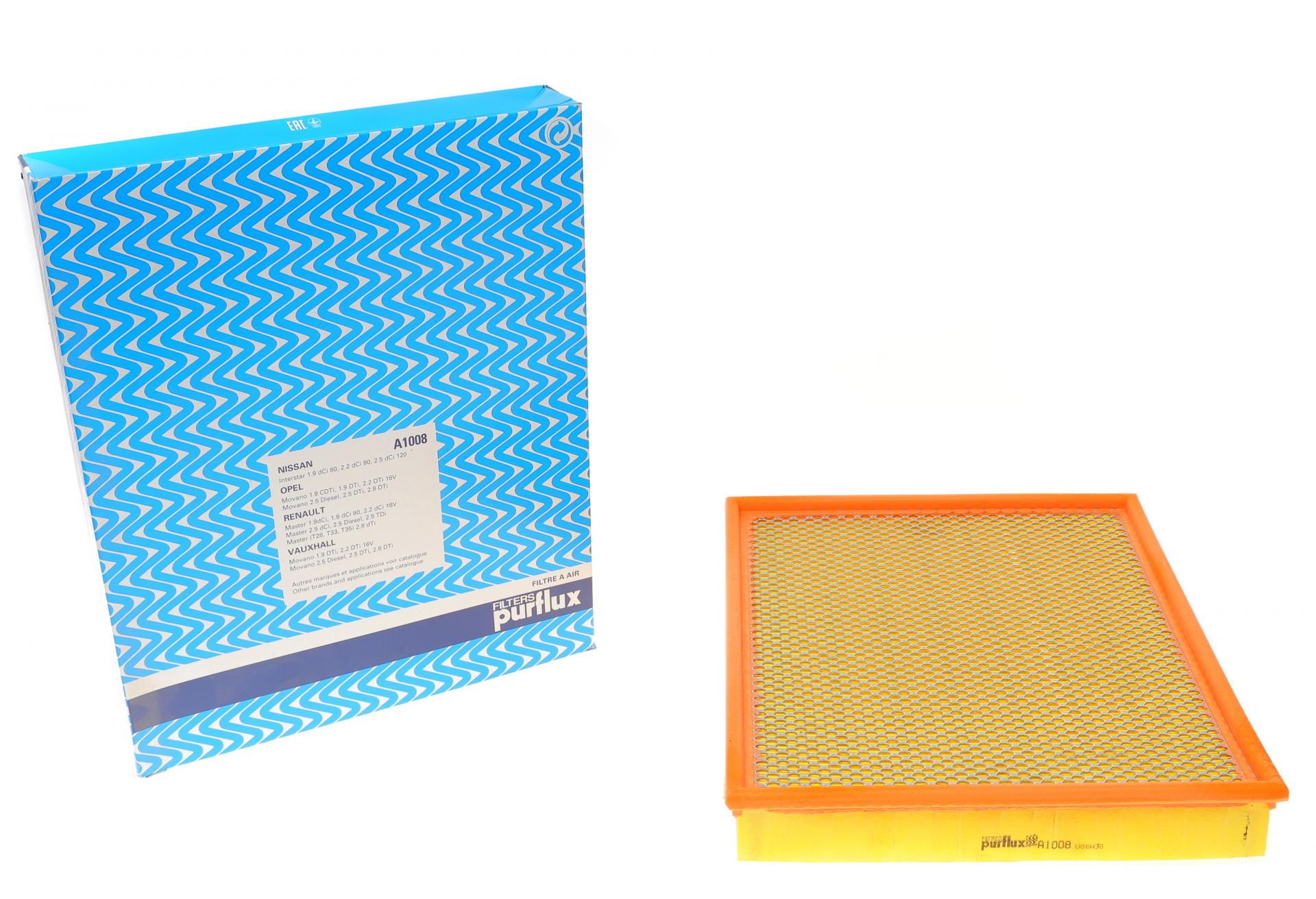 Фильтр воздушный PURFLUX для Renault Master 1,9/2,2/2,5dCi/2,5D/2,8dTi 01-03- (A1008)