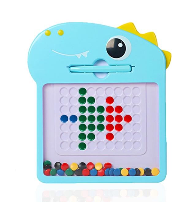 Доска магнитная мозаика Magnetic Board Динозавр детская с 60 бусинами Голубой