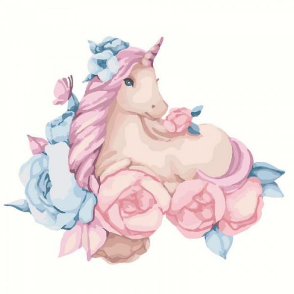 Картина по номерам Идейка Сказочный единорог 30х30 см в термопакете (КНО2344-mt)