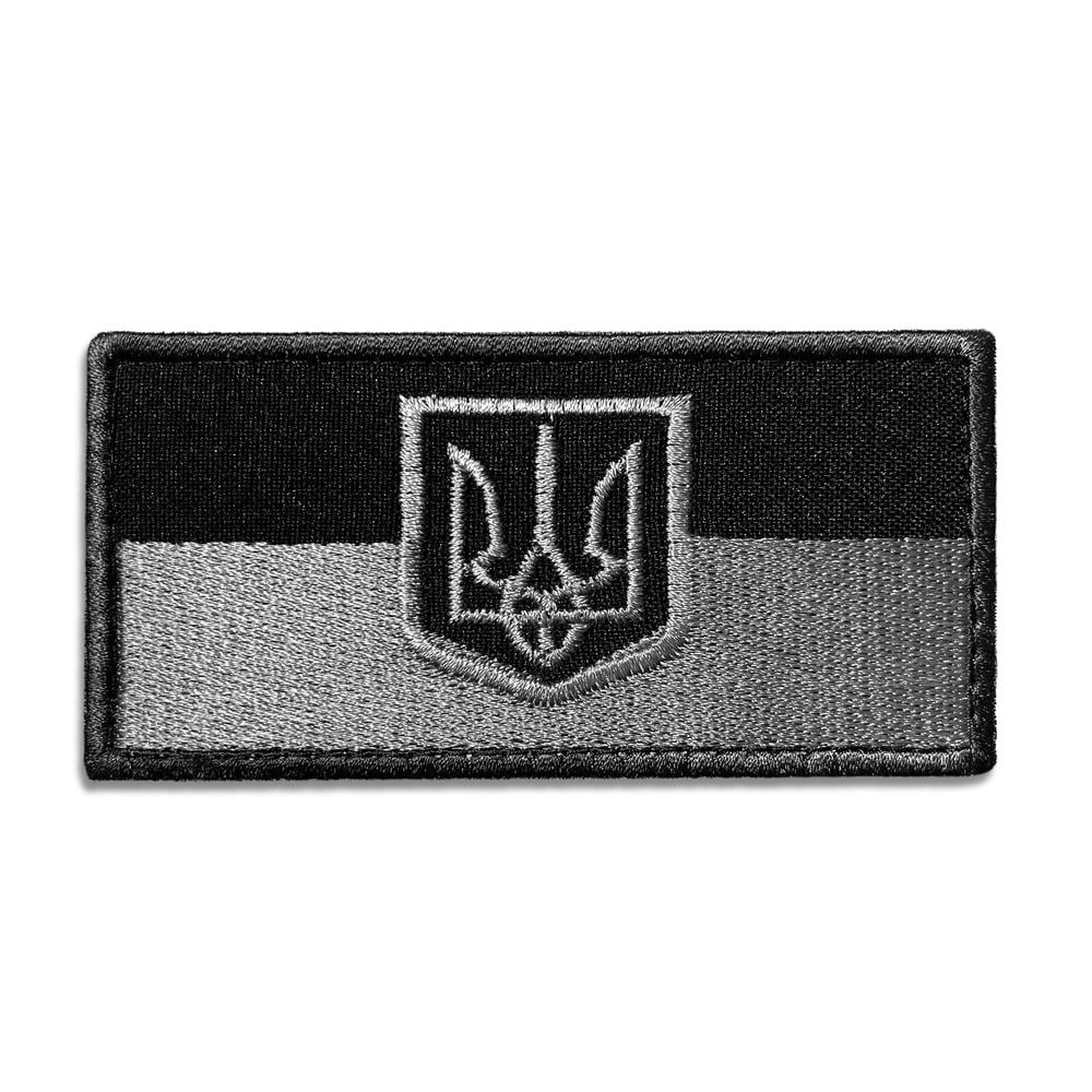 Шеврон на липучці Прапор України з Тризубом польова версія 5х10,5 см Чорний (20344)