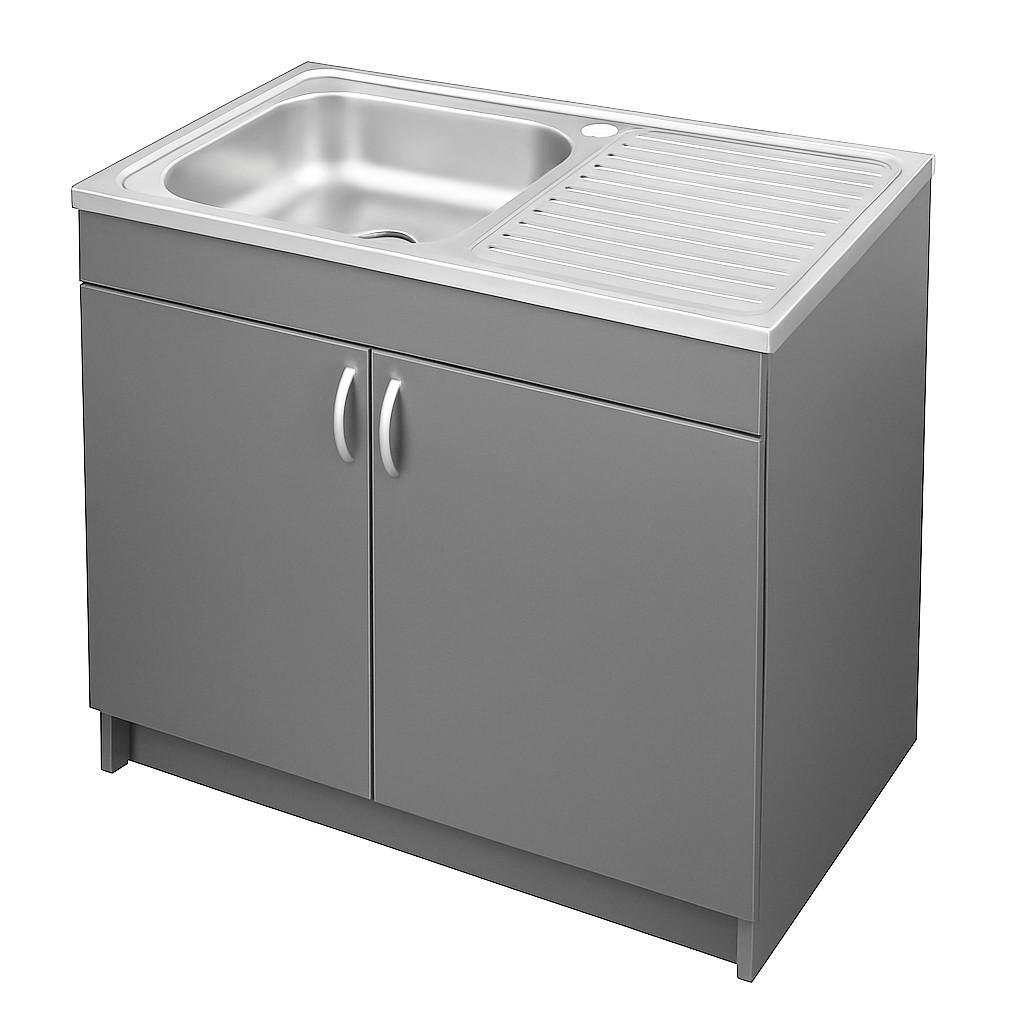 Тумба кухонная с мойкой левая чаша с сифоном 80х50 см 0,6 мм Серый антрацитовый Тумба кухонная с мойкой левая чаша с сифоном 80х50 см 0,6 мм Серый антрацитовый