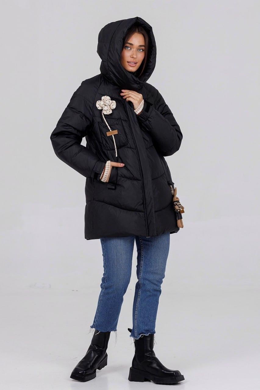 Пуховик-пальто женский р. 42 Черный (858w\42)