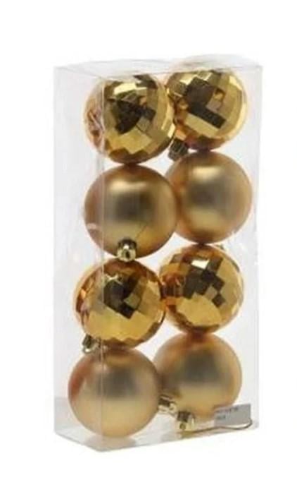 Набор шаров пластиковых новогодних 8 шт. D-7 см Золотой (43136)