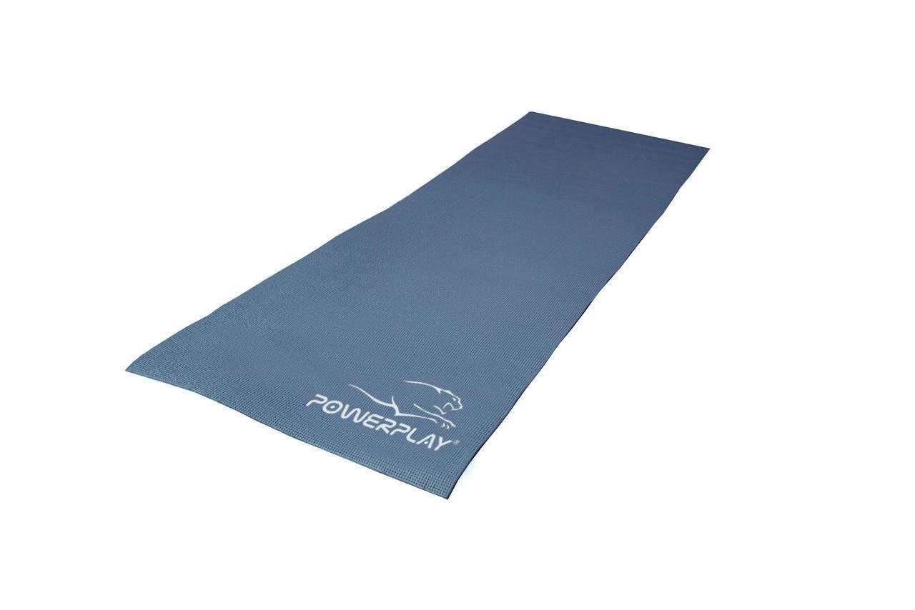 Коврик для йоги и фитнеса PowerPlay 4010 PVC Yoga Mat 173x61x0,6 см Темно-синий (A-012424)