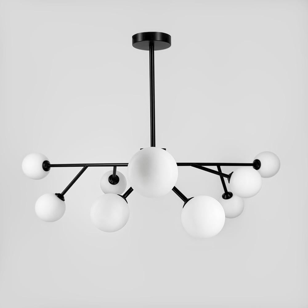 Люстра потолочная на 9 белых плафонов Ø 100 см Черный (AOC 19/9 BK G9) - фото 3