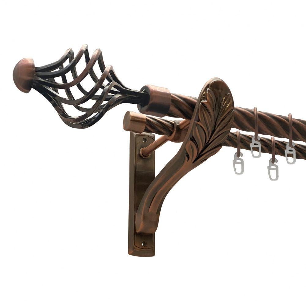 Карниз металлический Orvit Арезо двухрядный ретро скрученная труба/кольцо металлическое Медь 25/19 мм 300 см (00-00011612)