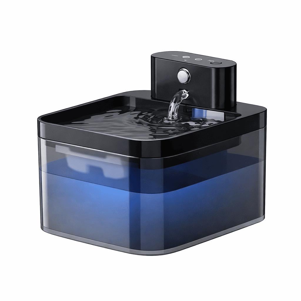 Фонтанчик автоматичний для котів та собак Petwant квадрат з акумулятором/датчиком руху/підсвіткою квадрат 2,2 л Чорний (682)