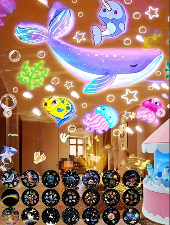 Нічник-проєктор дитячий Карусель з 21 змінною картинкою та пультом ∙з обертовими слайдами Блакитний (Karusel21blue) - фото 8 Нічник-проєктор дитячий Карусель з 21 змінною картинкою та пультом ∙з обертовими слайдами Блакитний (Karusel21blue) - фото 8