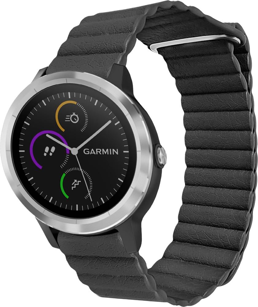 Ремешок кожаный Genis для Garmin Vivoactive 3 Black (26487-2B)