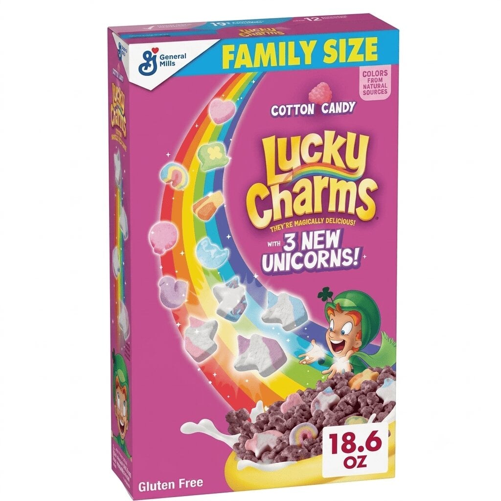 Сухий сніданок General Mills Lucky Charms Unicorn Cotton Candy Family Size 527 г (3135254336)