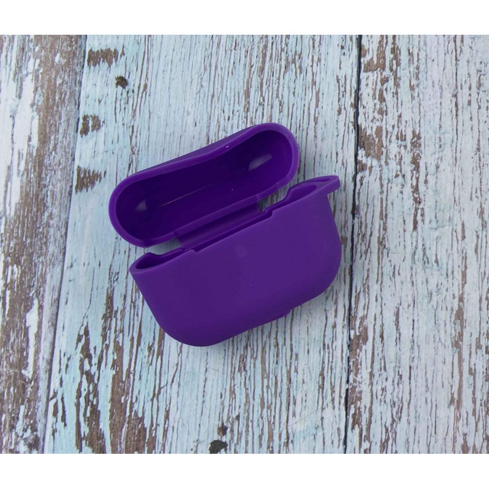 Силіконовий чохол з карабіном для навушників AirPods Pro Фіолетовий