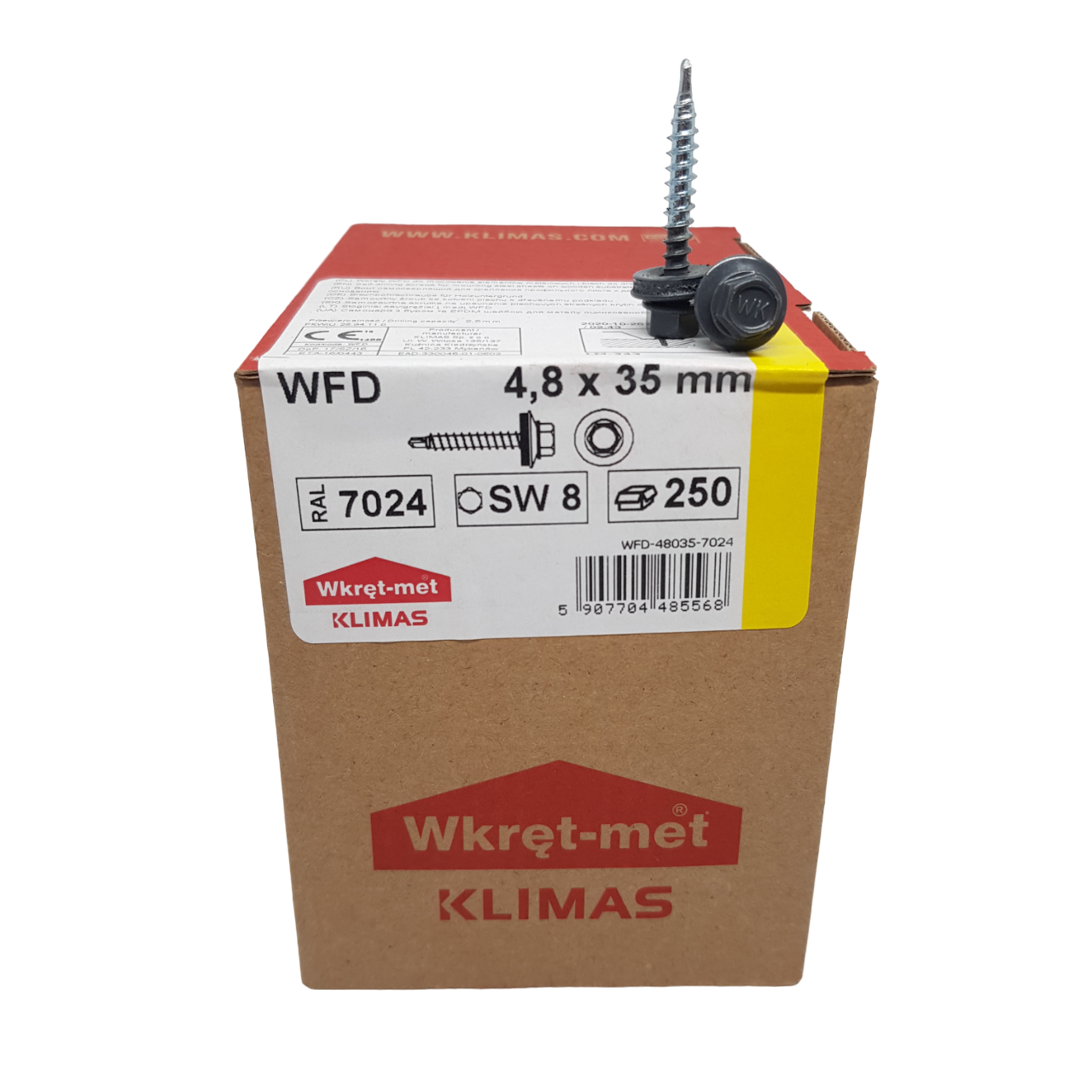 Саморез кровельный Wkret-Met WFD по дереву с шайбой EPDM 4,8х35 мм (RAL 7024)