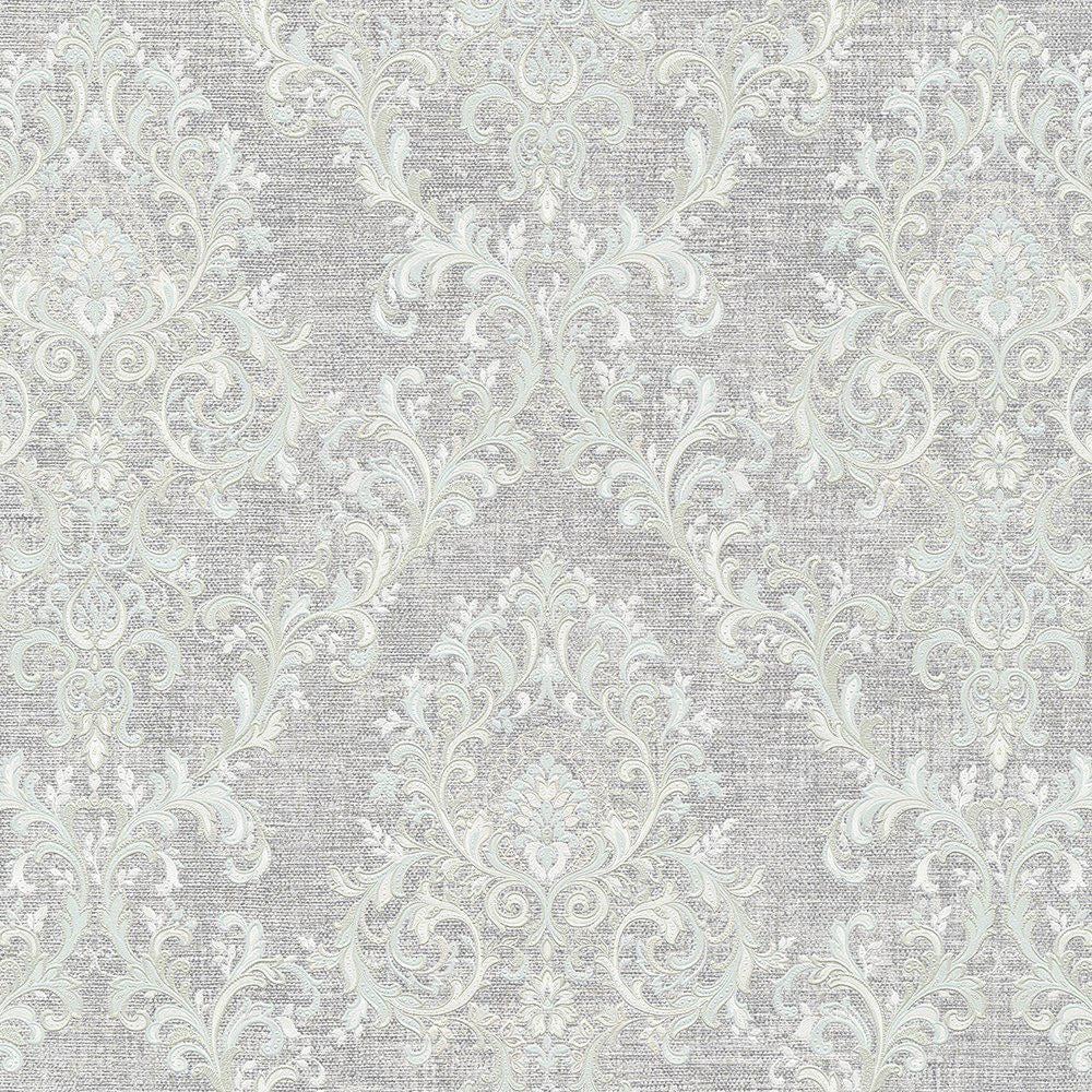 Обои виниловые на флизелиновой основе Grandeco Virtuoso VR3006 Серый Дамаск (VR3006)