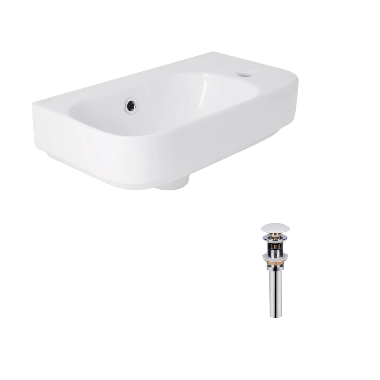 Комплект Qtap Tern раковина подвесная прямоугольная правая 450х250х158 мм White и донный клапан PU02O (2611678627)