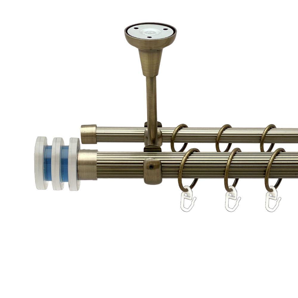 Карниз Orvit Акварія металевий дворядний відкритий до стелі рифлена труба кільце металеве 25/16 мм 240 см Антик (00-00018691)