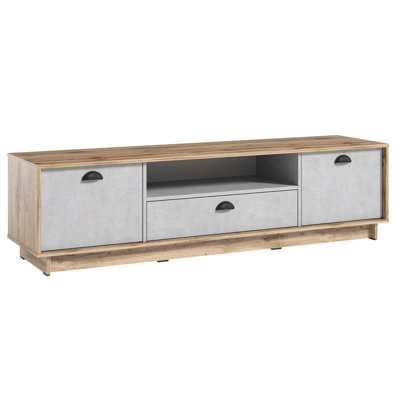 Тумба под телевизор Sanro с ящиком и 2 дверками 1760х460х450 мм Дуб аппалачи/Бетон стайл (K0004)