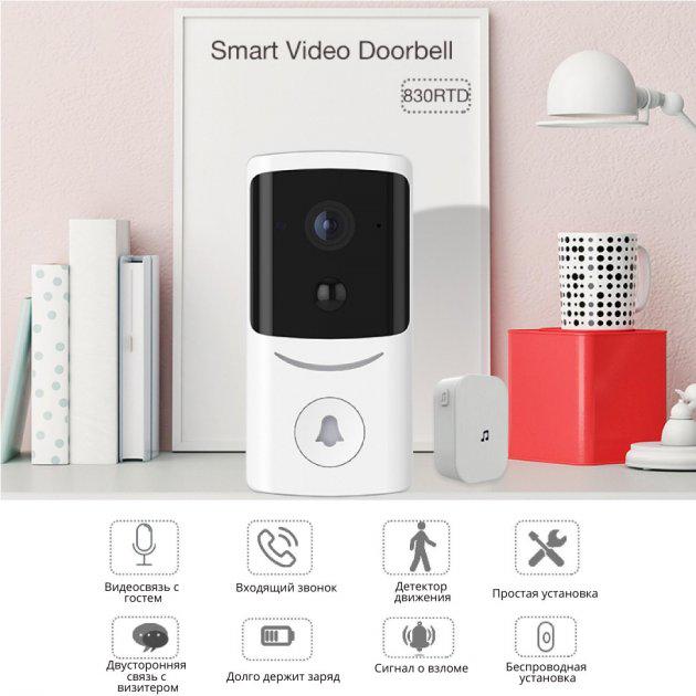 Видеодомофон Smarteye 830RTD беспроводной WI-FI c ночным видением и датчиком движения - фото 3