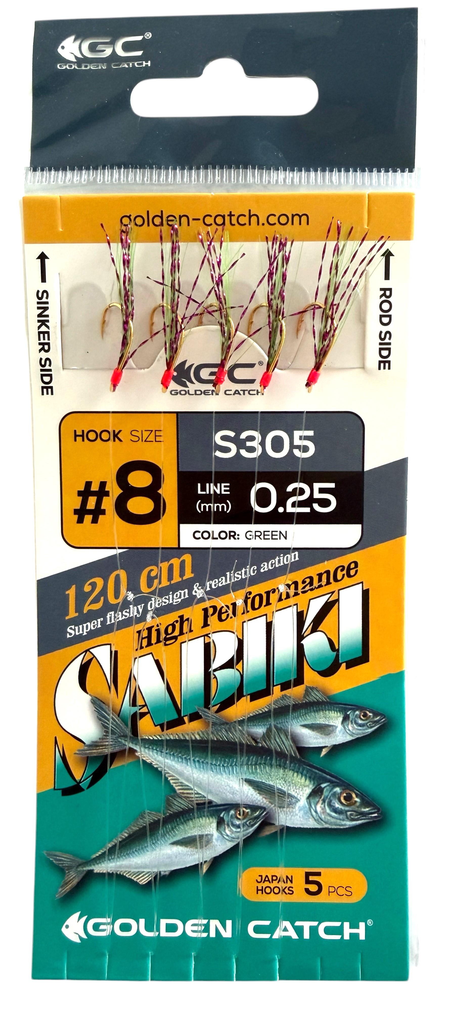Самодур Golden Catch SABIKI S305 №8 ставрида/сарган/луфарь 5 гачків Салатовий/Фіолетовий (2334264789)