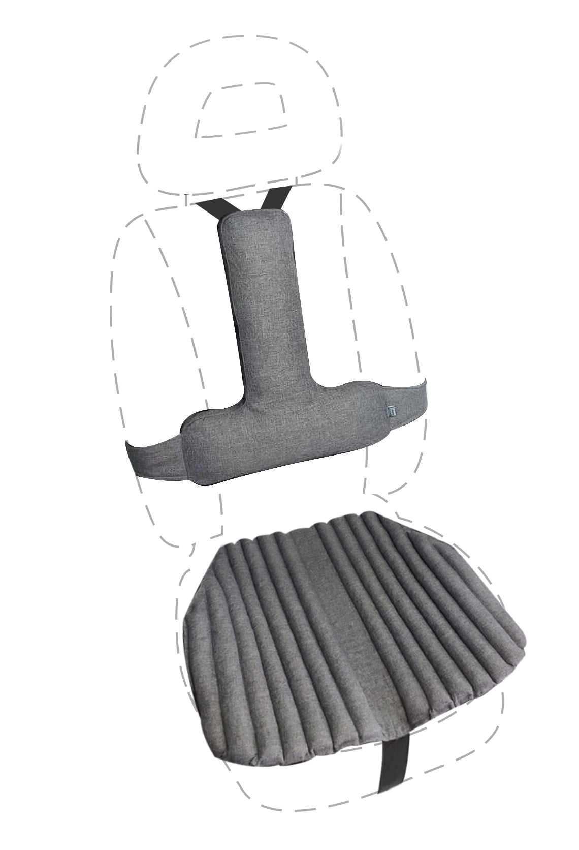 Подушки эргономические EKKOSEAT на автомобильное кресло 2 шт Серый (AV-1G2H-201Т)