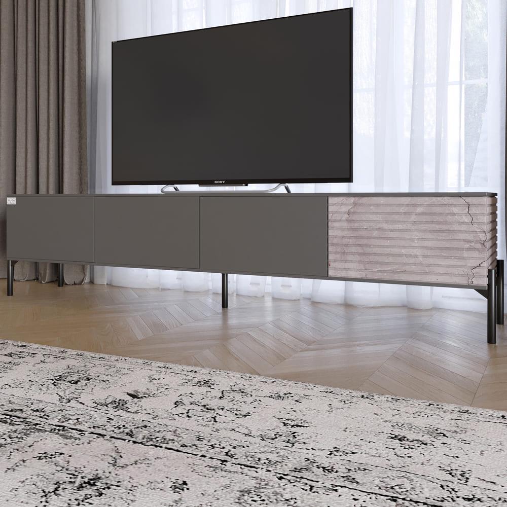 Тумба под телевизор Lion Грей на черных металлических ножках Антрацит/Камень (000-000-2486)