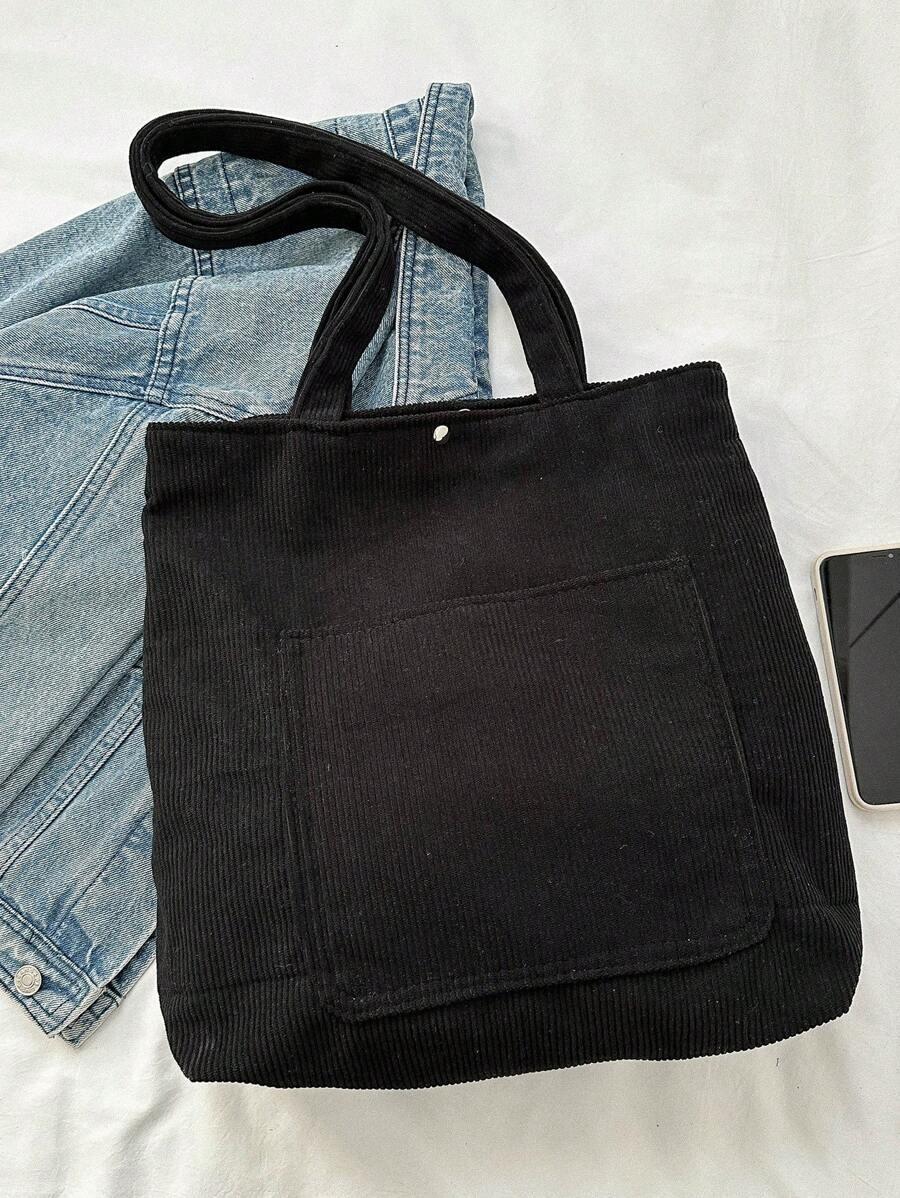 Жіноча сумка-шопер з вельвету Чорний (RN-121)