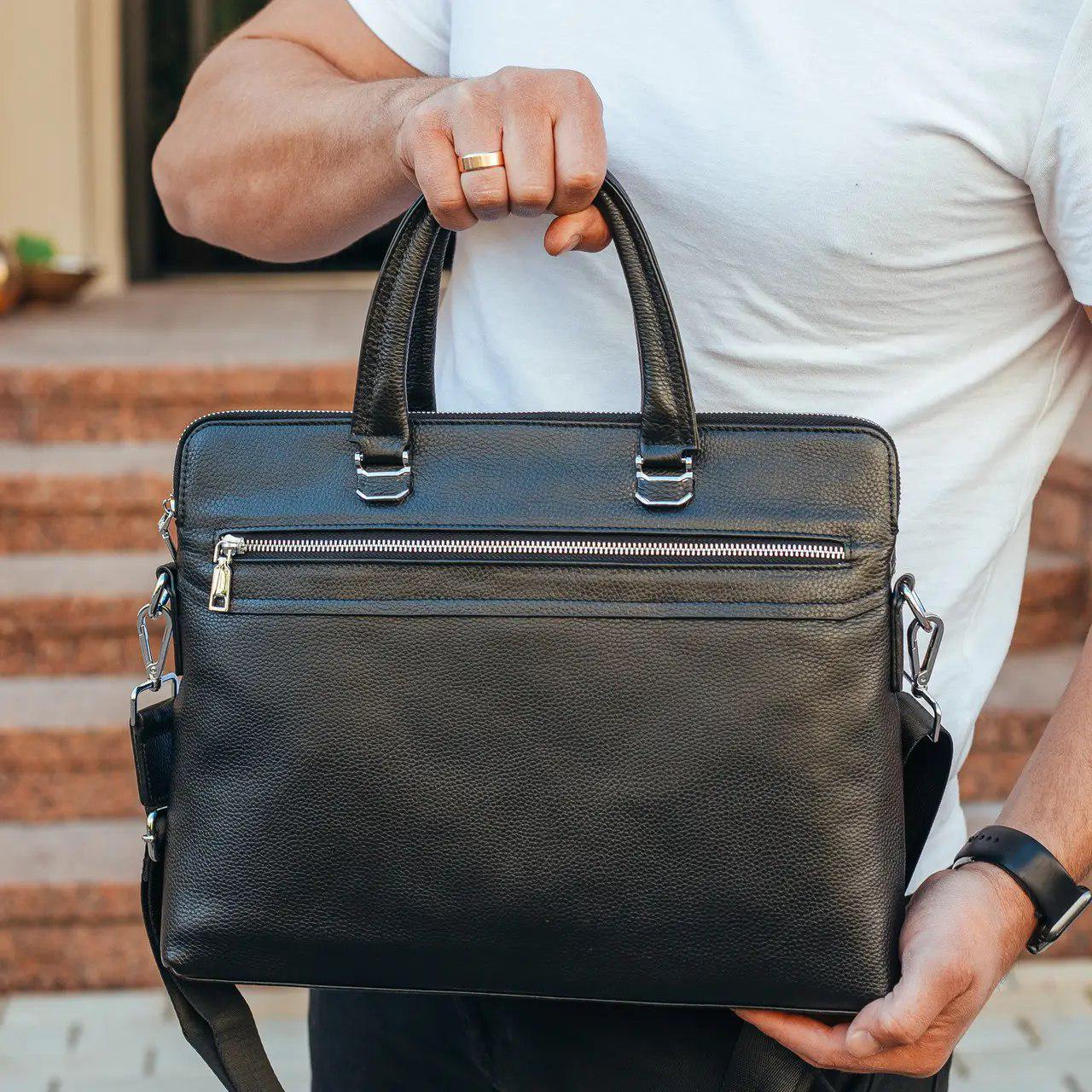 Сумка-портфель мужская Tiding Bag KX-52801 кожаный Черный