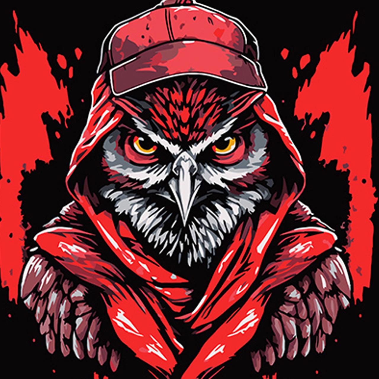 Картина по номерам Strateg Премиум Детективная сова в стиле граффити на черном фоне 40х40 см (AV4040-51)