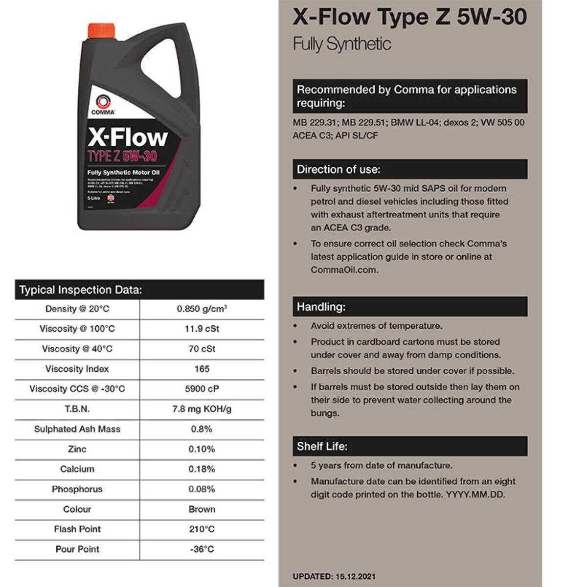 Моторне мастило COMMA X-FLOW TYPE Z 5W-30 синтетичне 5 л (XFZ5L) - фото 2