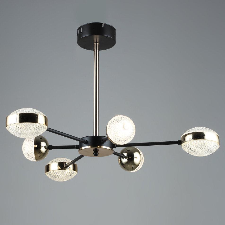 Люстра светодиодная Sirius с плафонами разной формы 33W 3000-6500К Золотой (B YH870/3+3 COFFEE+GD)