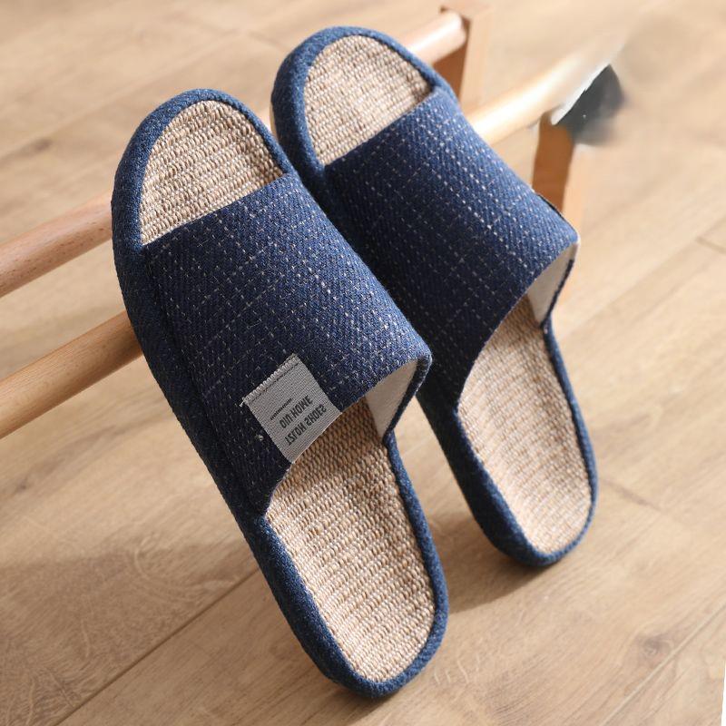 Тапочки льняные Элит TZLDN с открытым носком р. 45/46 29,5 см Темно-синий (29416810) - фото 4 Тапочки льняные Элит TZLDN с открытым носком р. 45/46 29,5 см Темно-синий (29416810) - фото 4