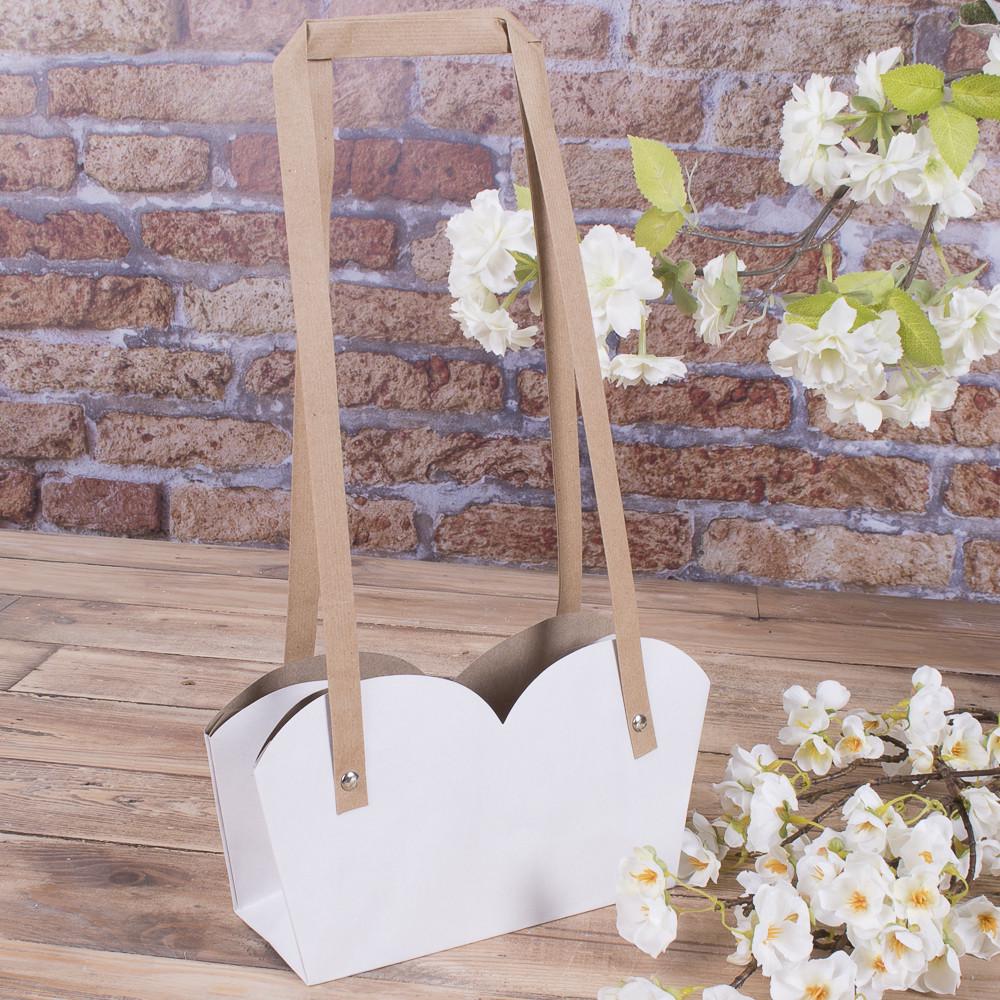 Пакет под цветы двойной с квадратной ручкой Белый (1544-5)