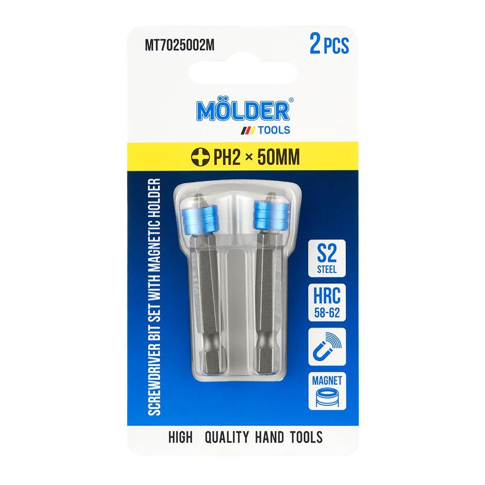 Набор бит с Molder магнитным держателем PH2x50мм 2 шт. (MT7025002M)