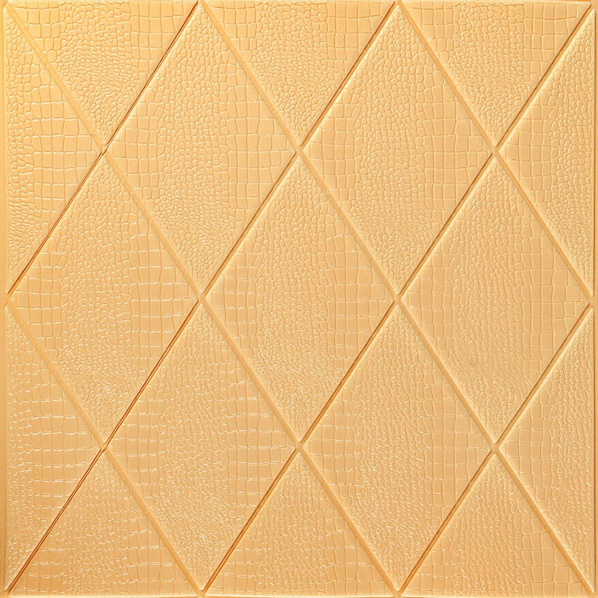 3D-панель самоклейна декоративна стельово-стінова Ромб під шкіру 700х700х5 мм Бежевий (SW-00001881)