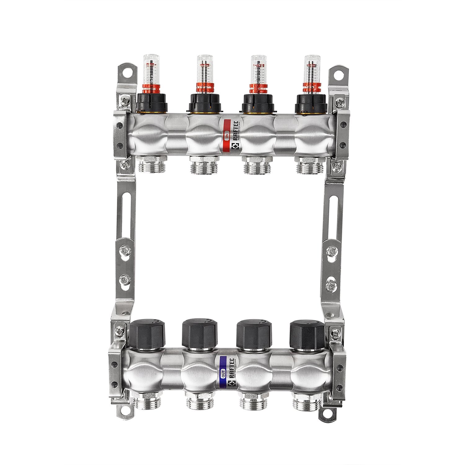 Коллектор с расходомерами Raftec 1″x4 RC03-04