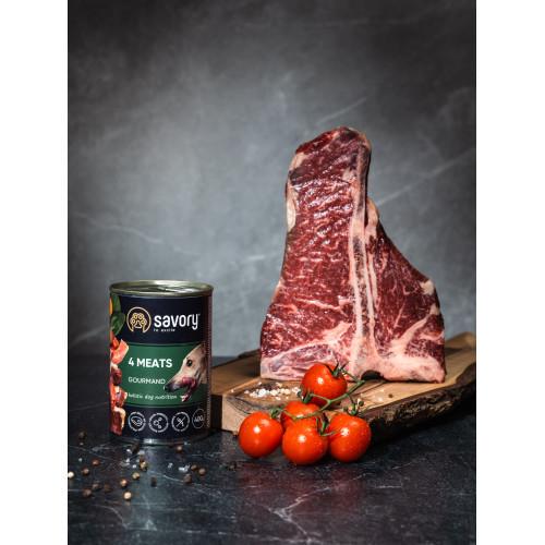 Корм влажный Savory для взрослых собак всех пород с четырьмя видами мяса 400 г - фото 5 Корм влажный Savory для взрослых собак всех пород с четырьмя видами мяса 400 г - фото 5