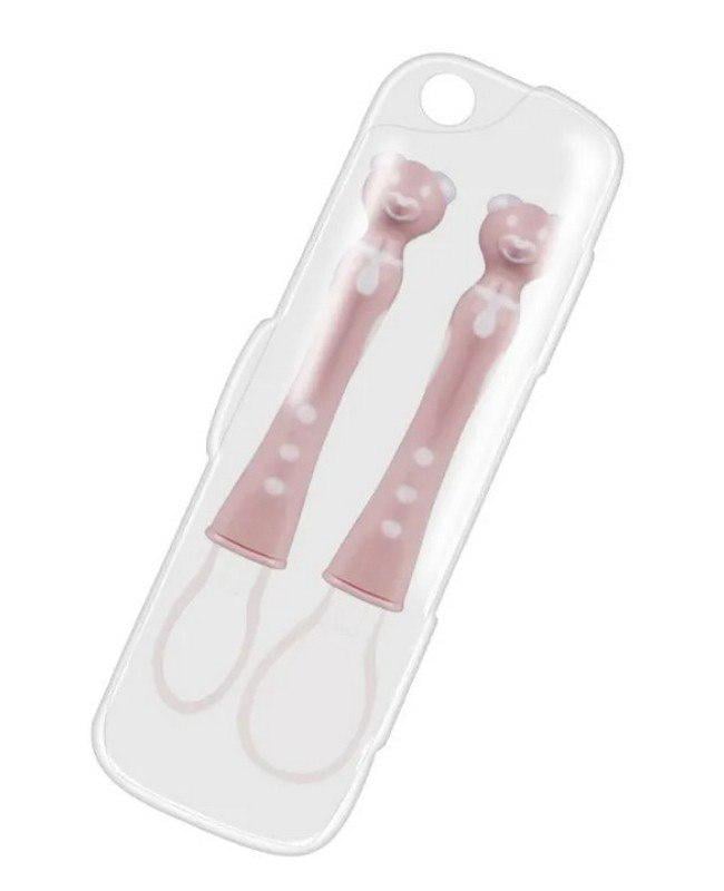 Набор силиконовых ложечек Мишки в футляре Розовый (142504)