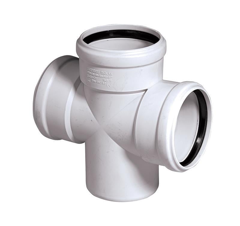 Крестовина канализационная REHAU Raupiano Plus одноплоскостная 110х110х50 мм 45° (25193965)